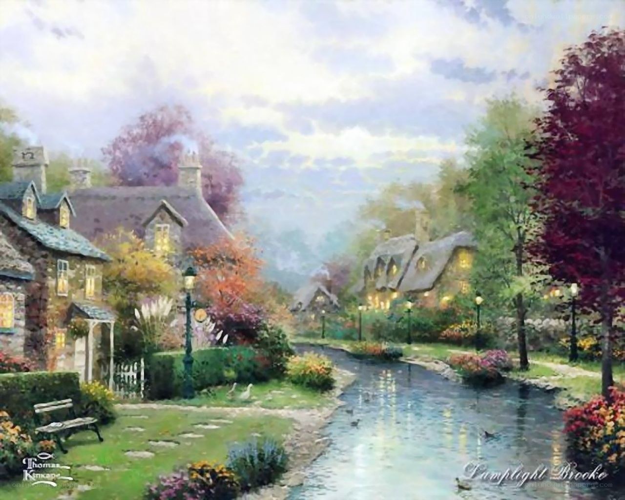 Peaceful village by a brook