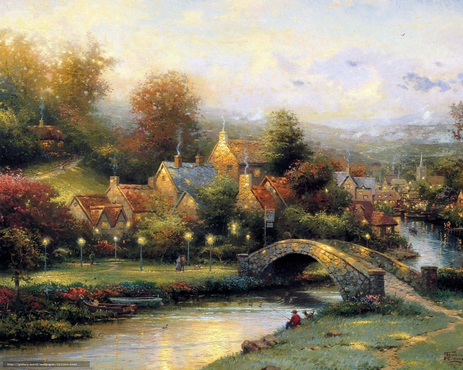 Peaceful village by the river