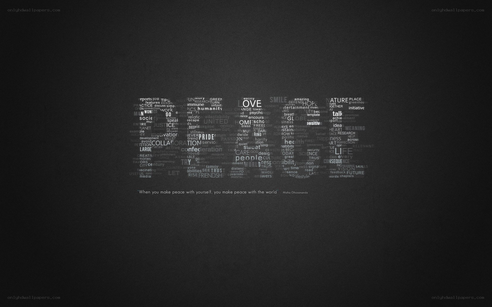 peaceful word cloud