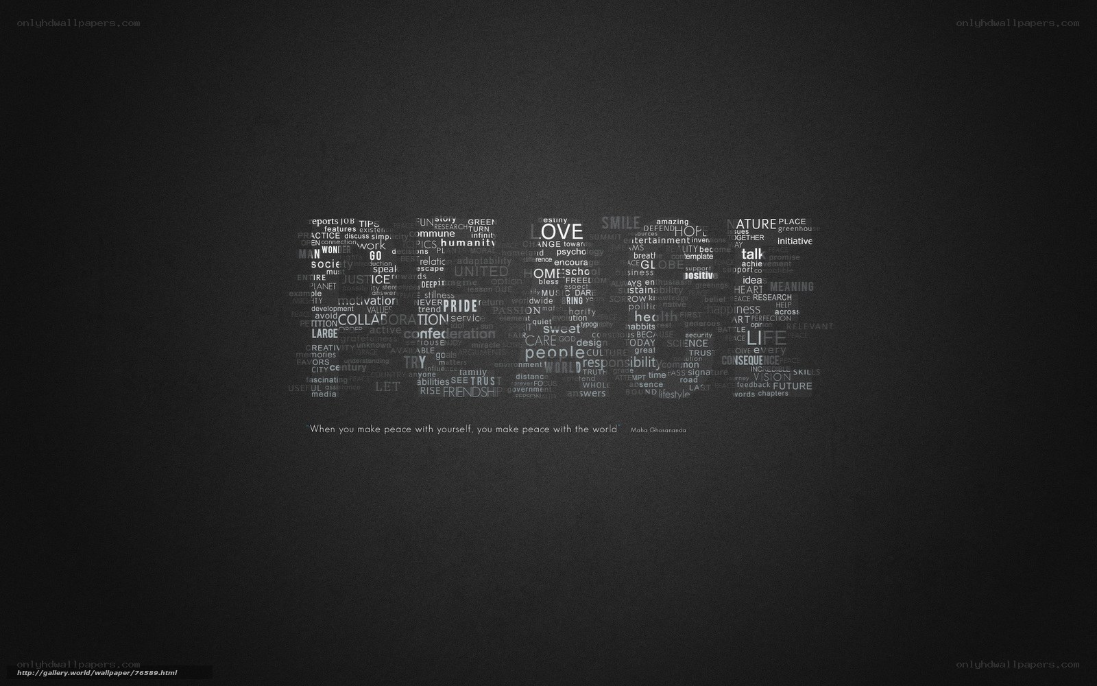 peaceful word cloud