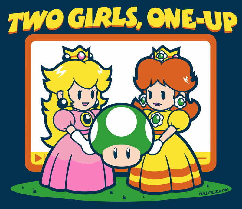 Peach and Daisy with Mushroom