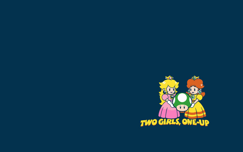 Peach and Daisy with Toad — Blue, Playful, Digital Art
