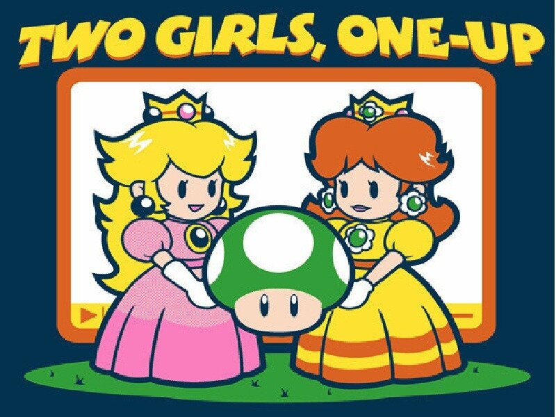 Peach and Daisy with Toad