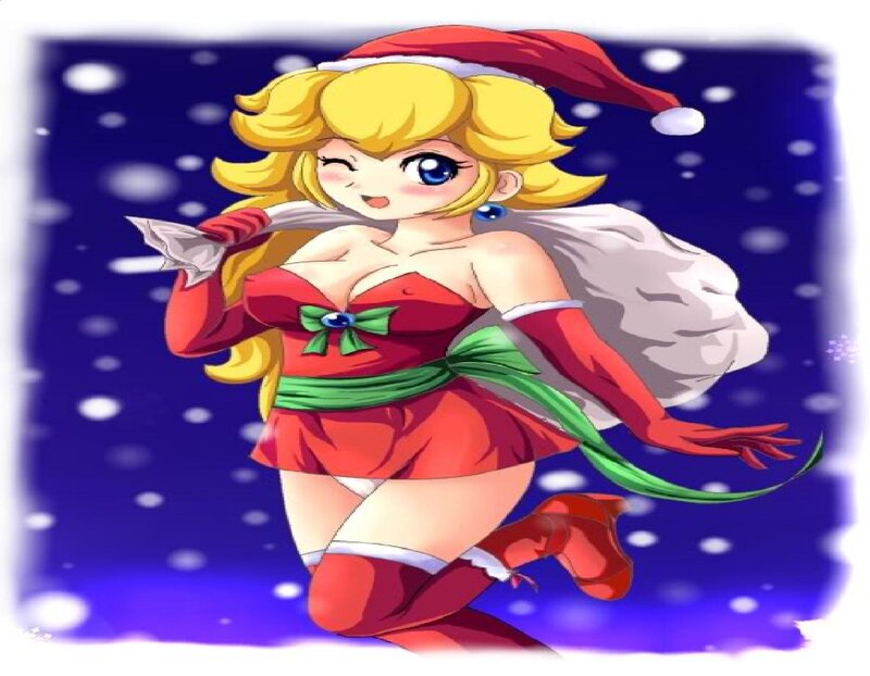 Peach in Santa outfit