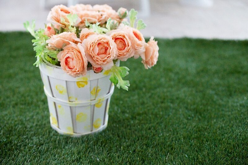 Peach Roses in Basket