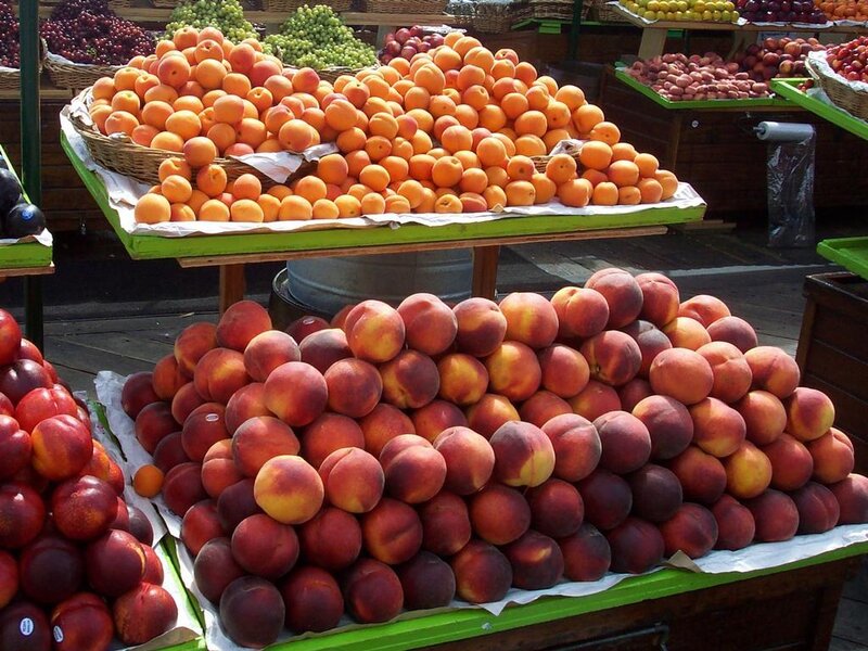Peaches and Apricots at Market
