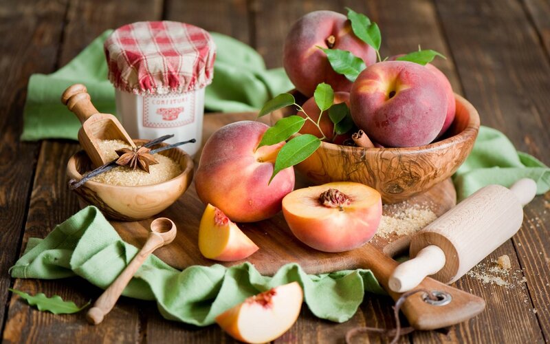 Peaches and Baking Ingredients — Brown