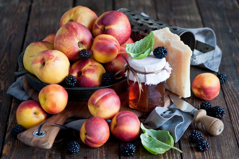 Peaches and Blackberries — Brown