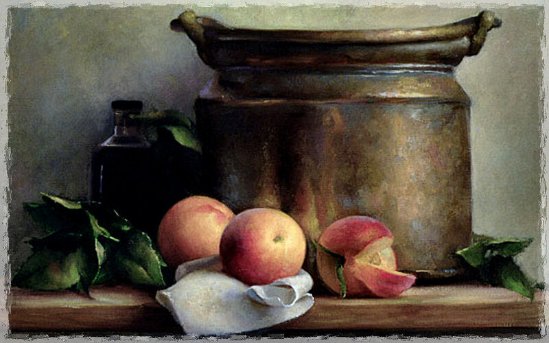Peaches and Copper Pot