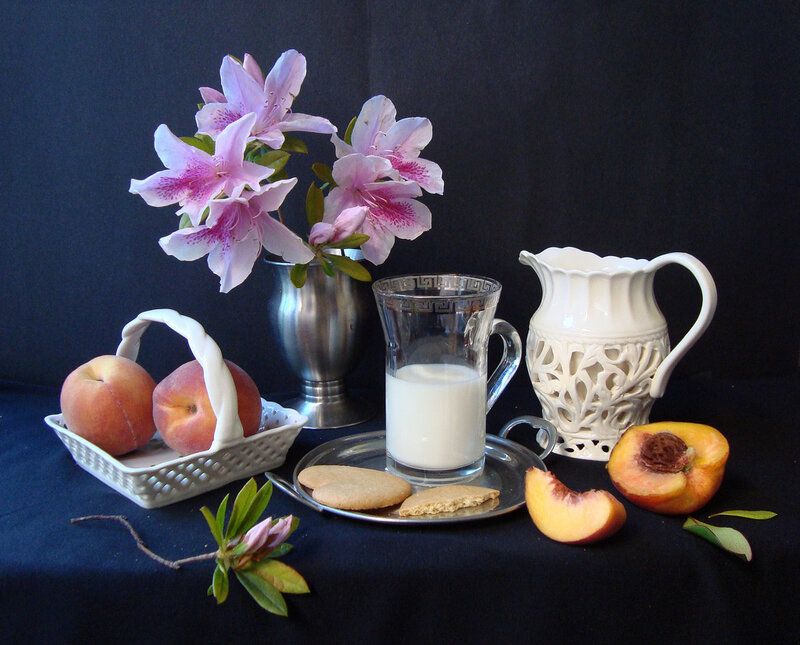 Peaches and Milk Still Life