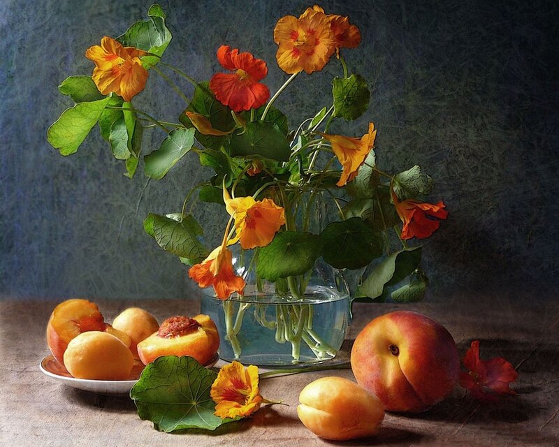 Peaches and Nasturtiums — Orange