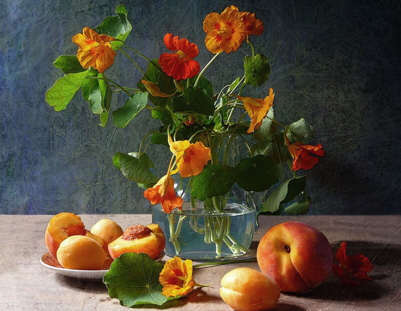 Peaches and Nasturtiums