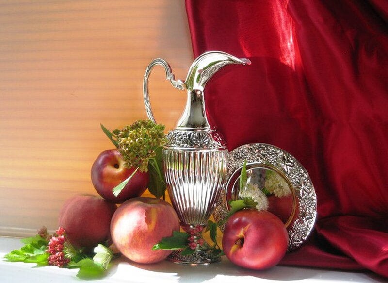 Peaches and Silver Pitcher