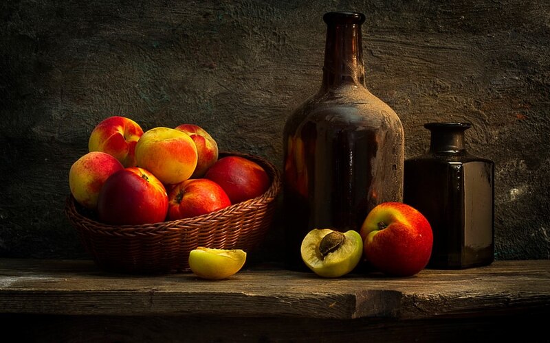 Peaches in a Basket — Brown