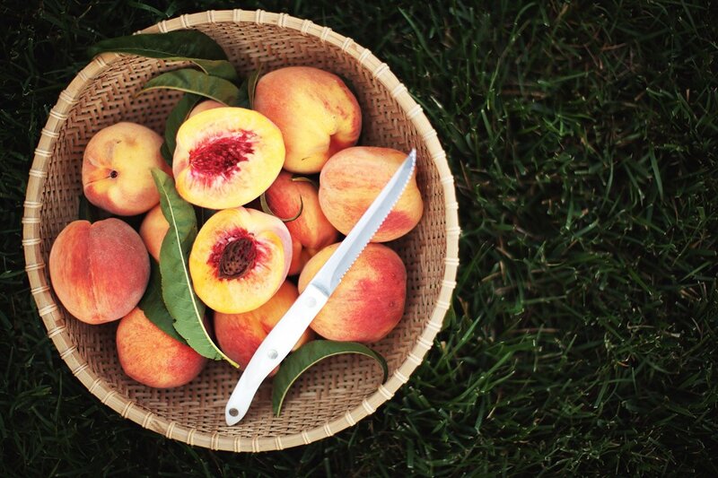 Peaches in a Basket — Green, Serene, Summer