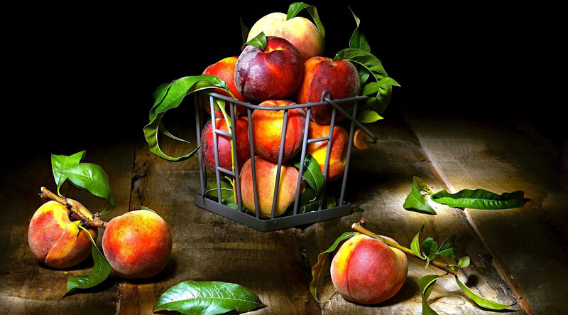 Peaches in a Basket — Red, Dramatic