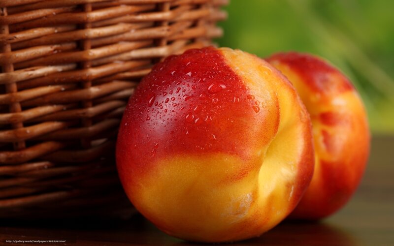 Peaches in a Basket — Red, Fresh, Photograph
