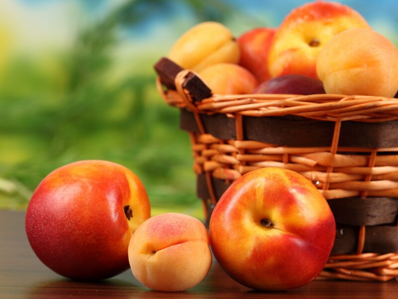 Peaches in a Basket — Red, Fresh, Summer, Photograph