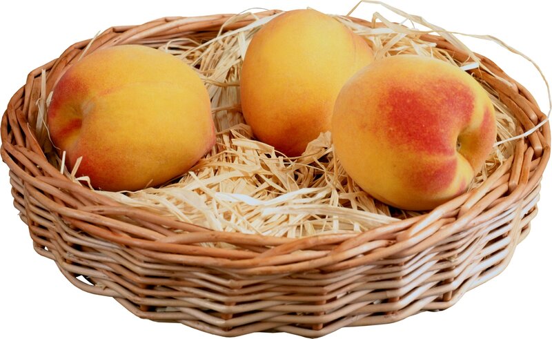 peaches in a wicker basket