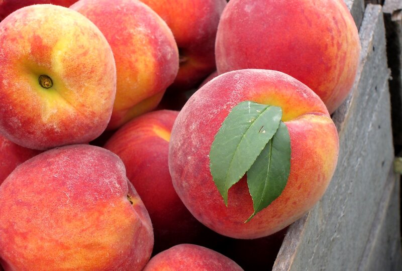 Peaches in a Wooden Crate