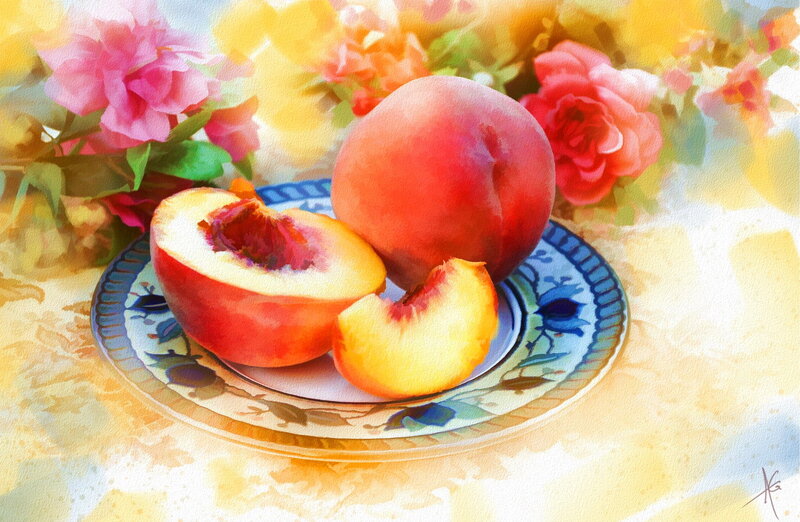 Peaches on a Plate — Yellow