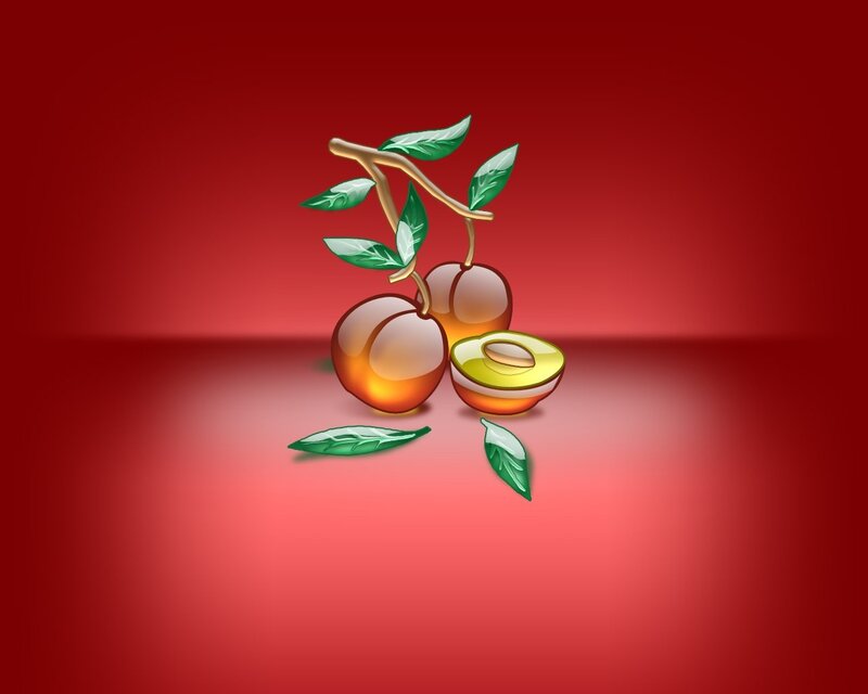 peaches on a red background