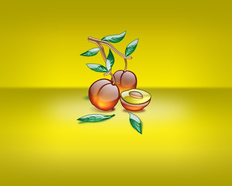 peaches on a yellow background