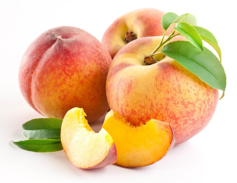 Peaches with Leaves — Red