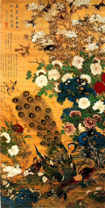 Peacock and Birds in a Garden