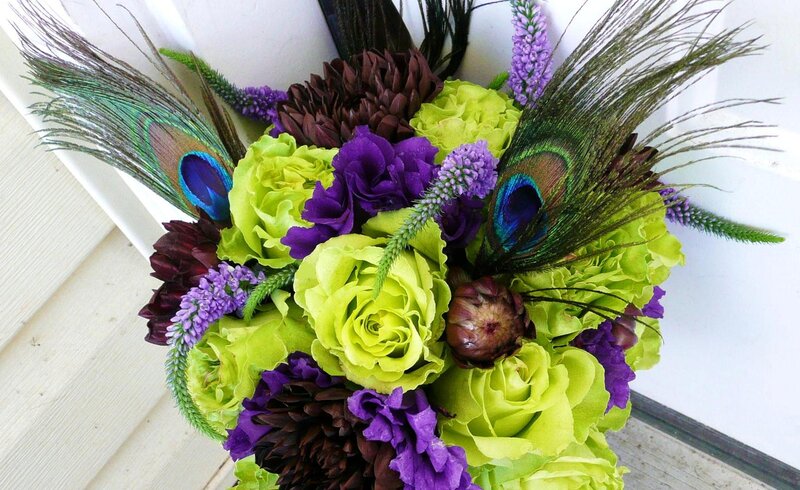 Peacock Feather Bouquet — Purple