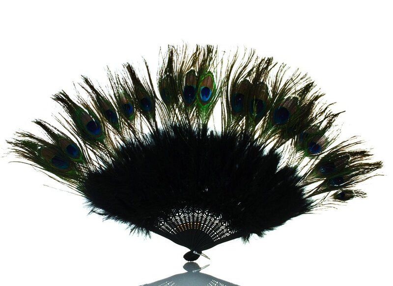 peacock feather fan