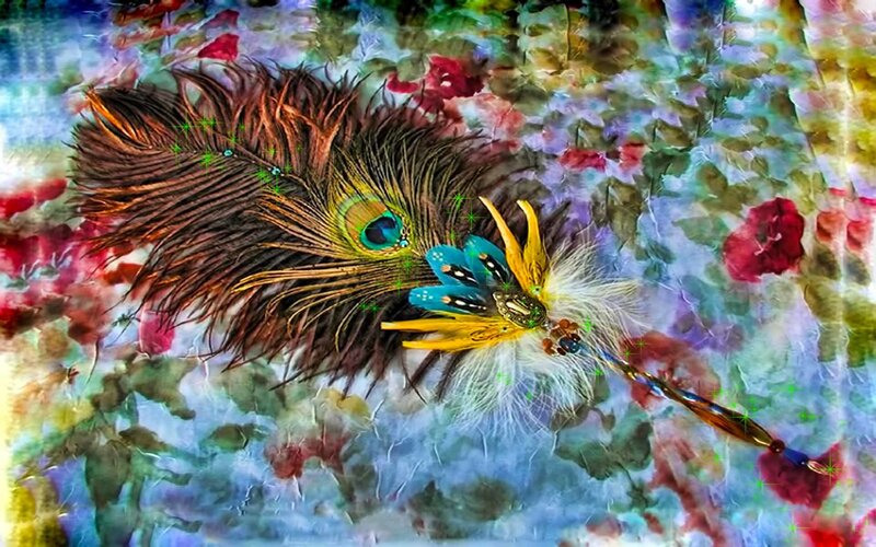 Peacock feather with decorative elements