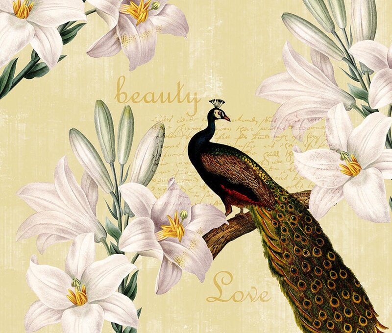 Peacock on a Branch — Cream