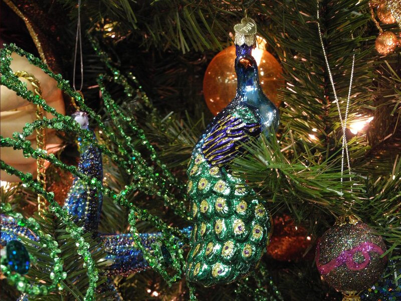 Peacock Ornament on Tree