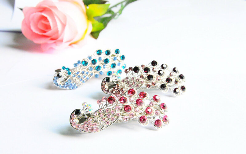 Peacock-shaped Hair Clips