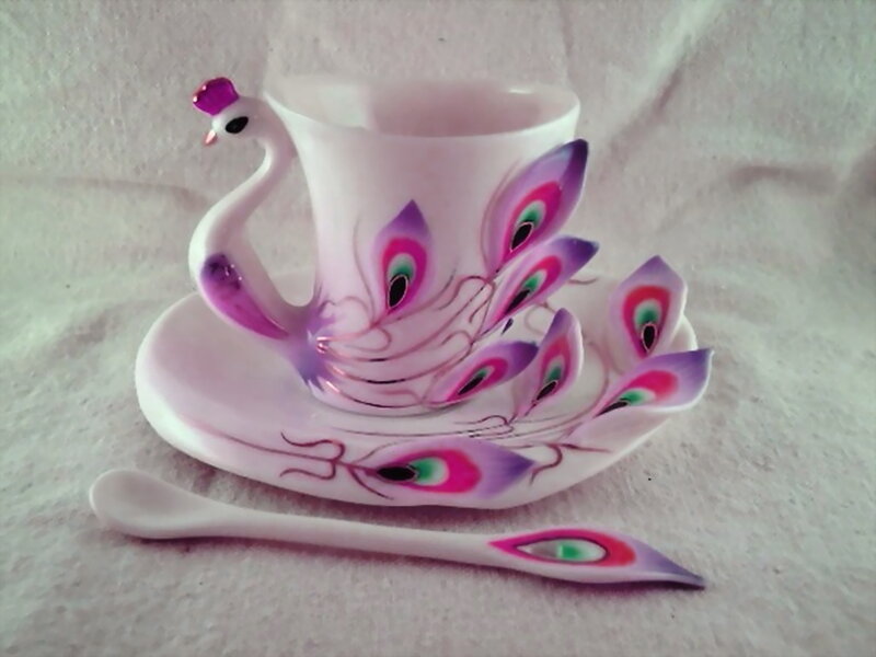 Peacock-themed Tea Set