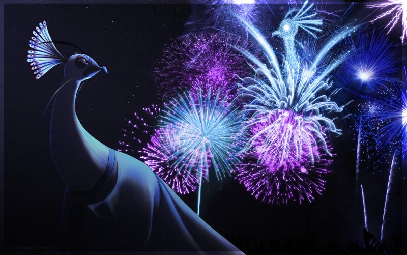 Peacock Watching Fireworks