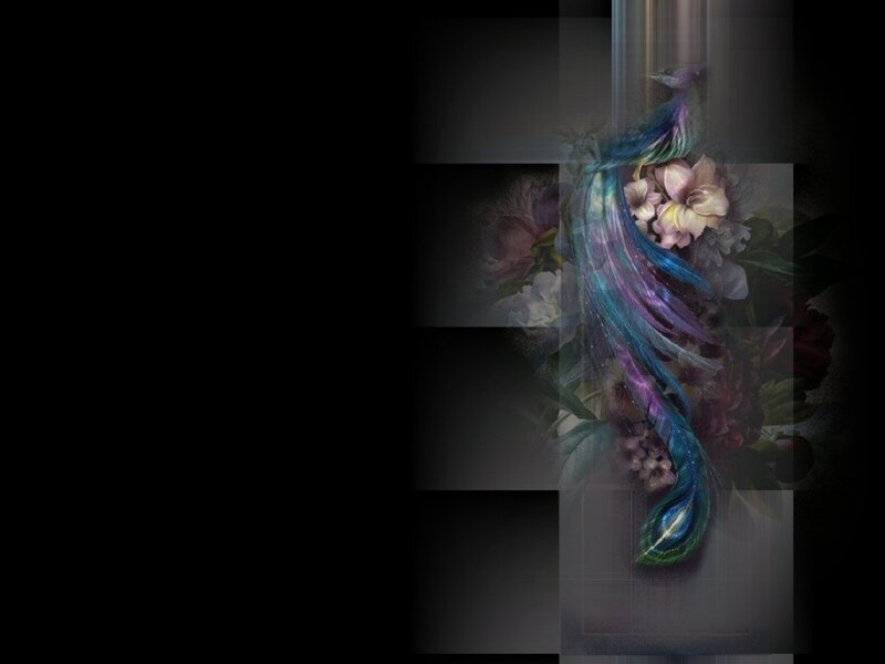 peacock with flowers