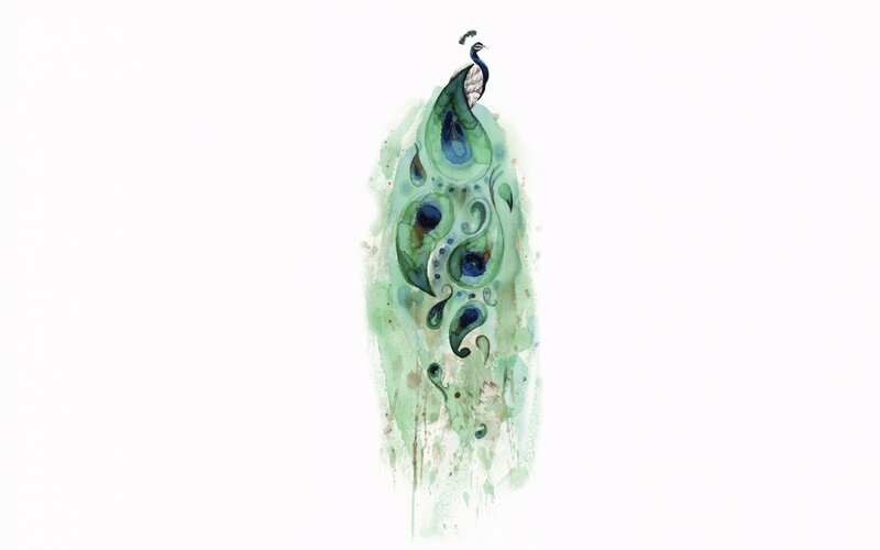Peacock with Green Tail