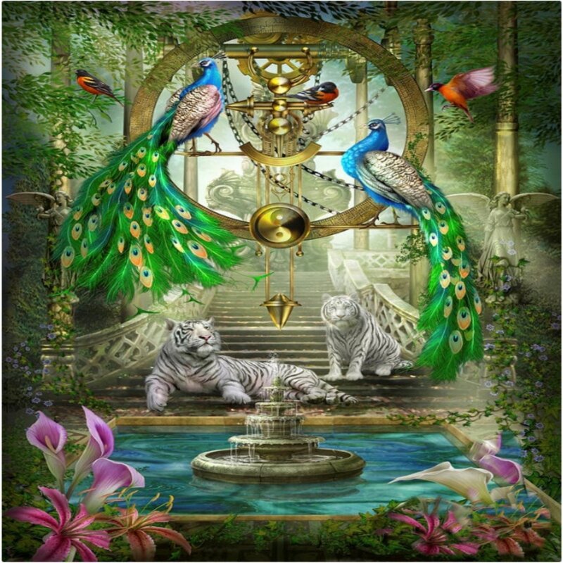 Peacocks and White Tigers