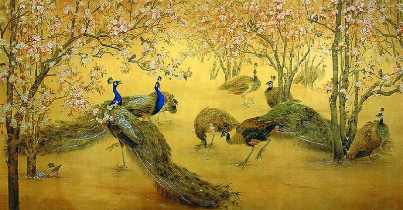 Peacocks in Blossom