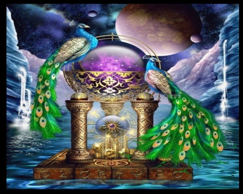 Peacocks on Pedestal