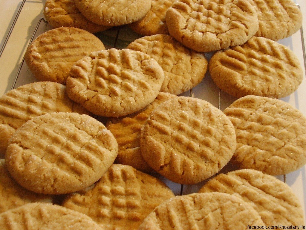 Peanut butter cookies on a rack