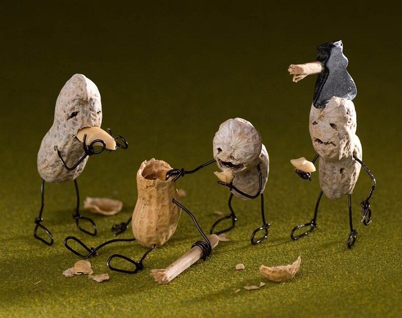 Peanut Figures on Grass