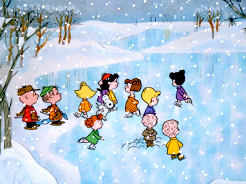 Peanuts characters ice skating