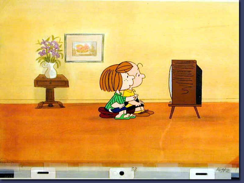 Peanuts characters watching TV