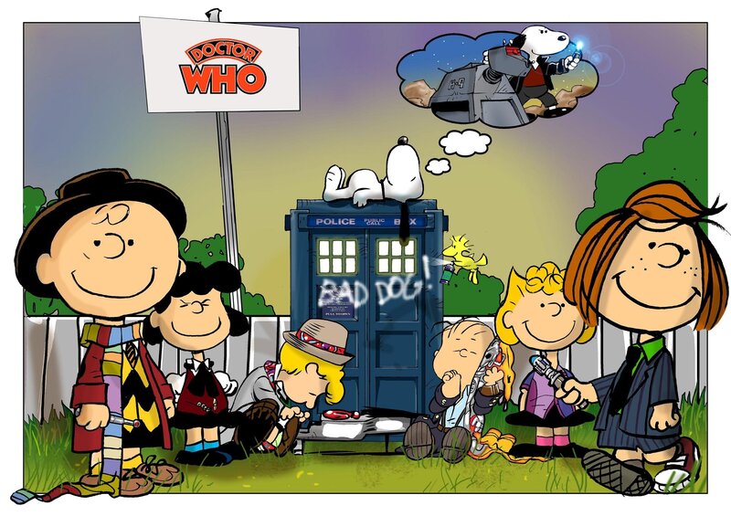 Peanuts Characters with Police Box