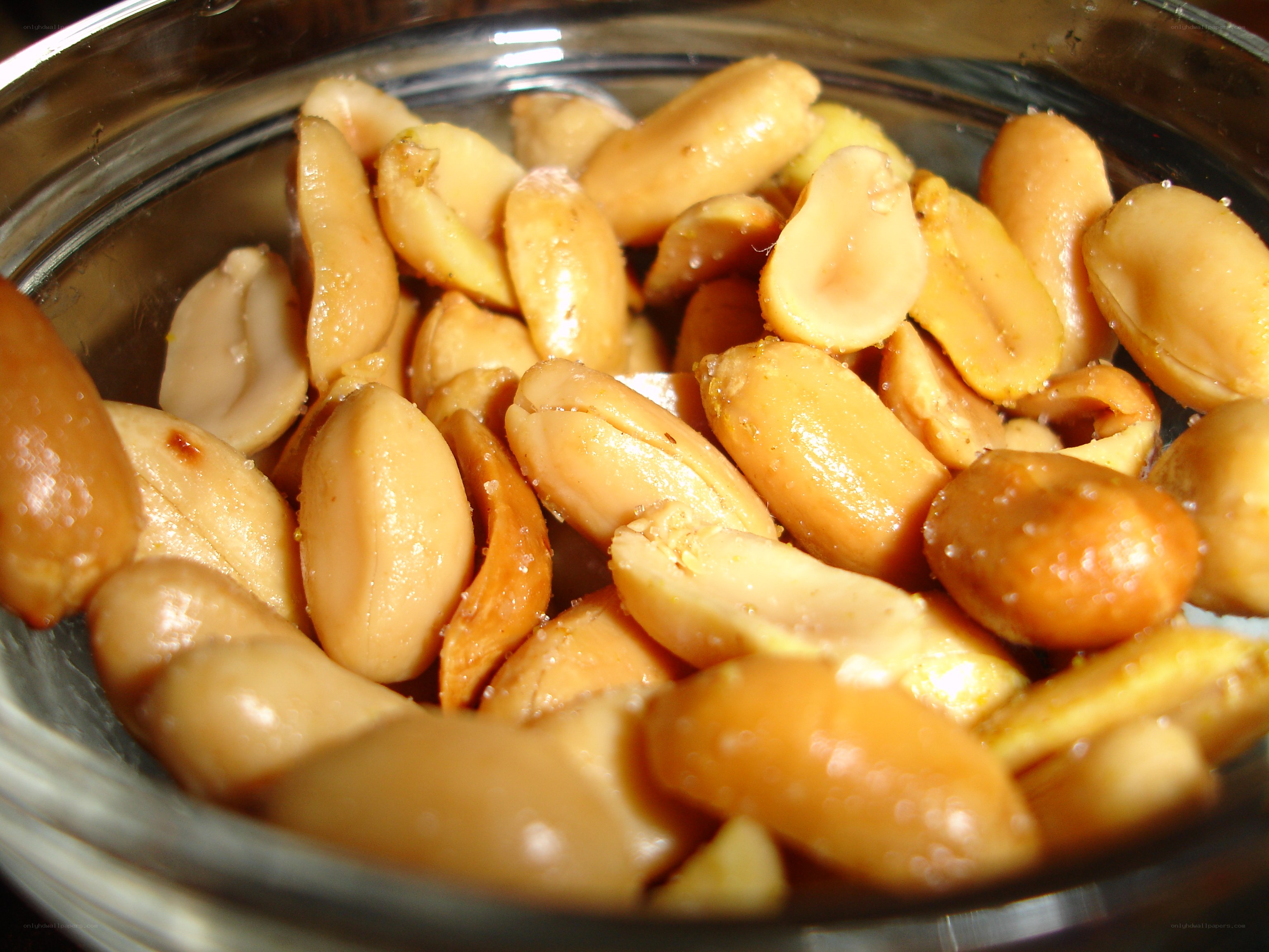 peanuts in a glass bowl