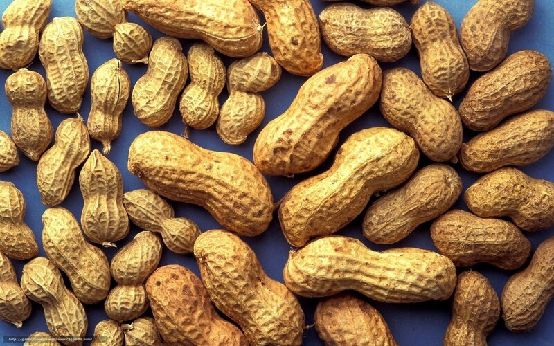peanuts in shells on blue