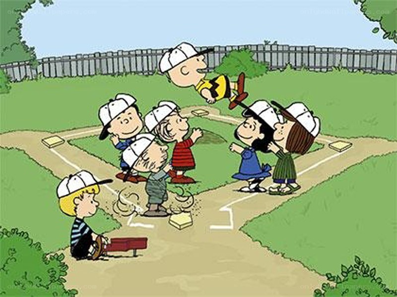 Peanuts kids playing baseball
